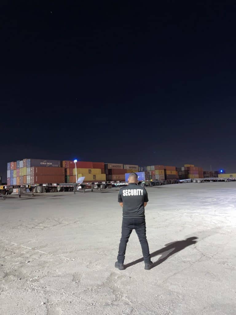 OPS security guard in guarding Mersk shipping containers in long beach ca
