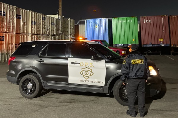 OPS Security patrol vehicle parked by Long Beach Port