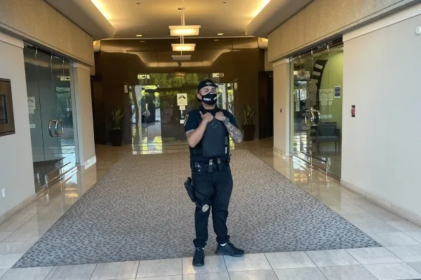 Security Guard Malcom providing student protection in a Los Angeles public school